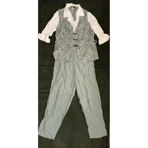 Vintage Floral Print Vest & Pants Set Women's Renaissance Style Ensemble